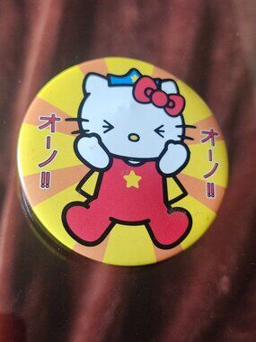 Rare Vintage Loungefly red & yellow Hello Kitty Superhero large pinback button w